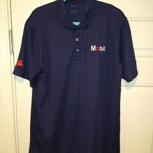 Nike Blue Short Sleeve Polo Shirt Men's sz Large Mobil Logo
